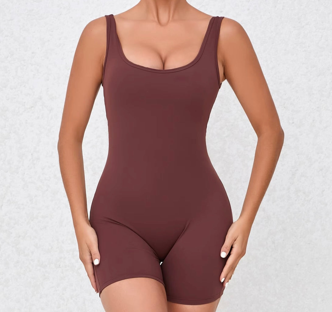 V Back One-Piece Gym Push up Bodysuit