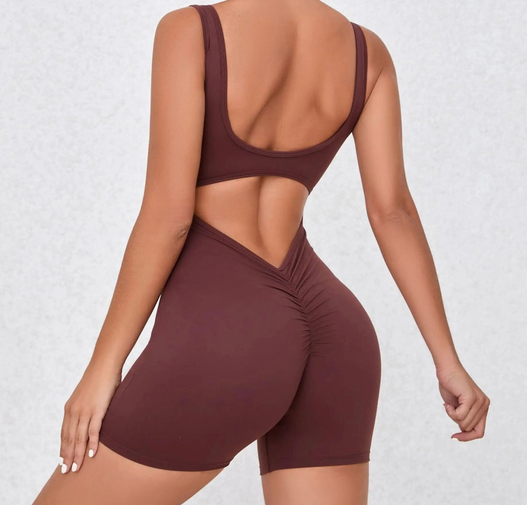 V Back One-Piece Gym Push up Bodysuit