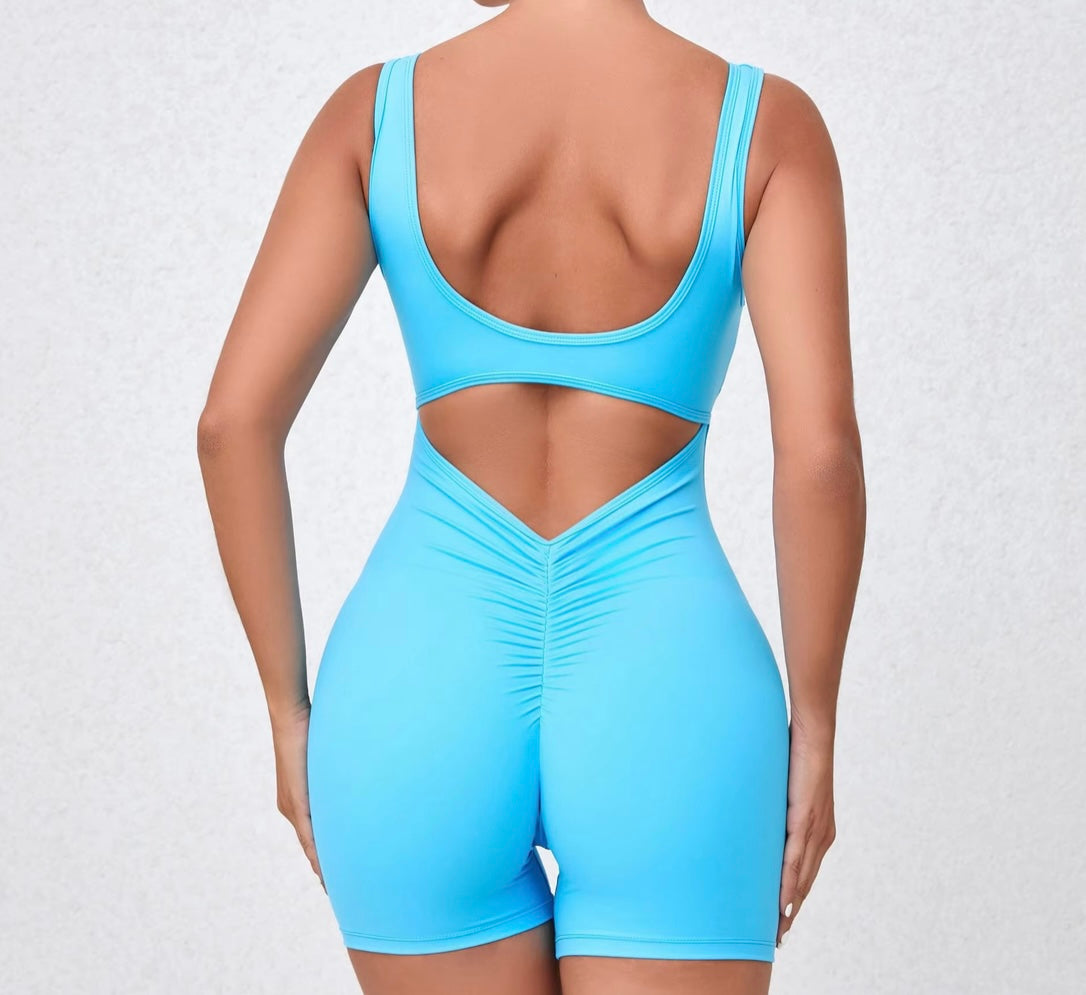 V Back One-Piece Gym Push up Bodysuit