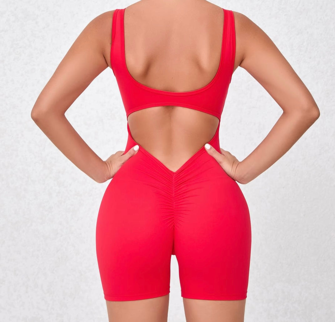 V Back One-Piece Gym Push up Bodysuit