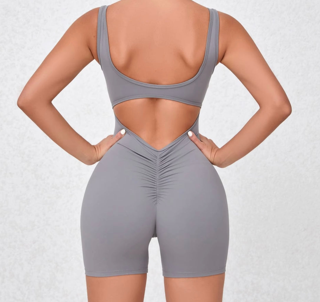 V Back One-Piece Gym Push up Bodysuit