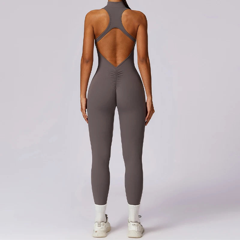 V Back One-piece Sports Jumpsuit