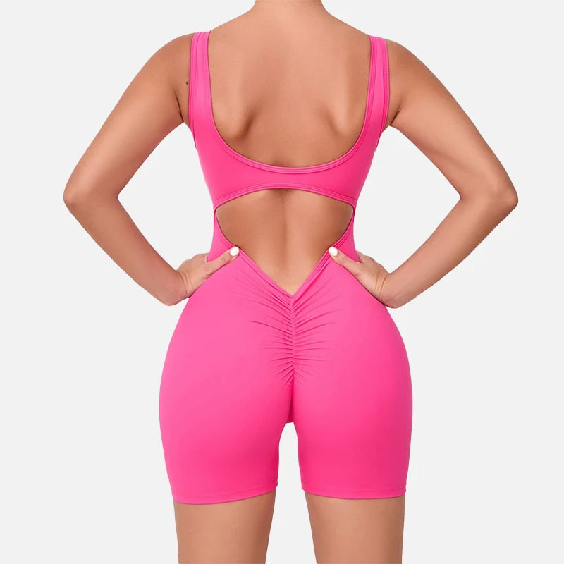 V Back One-Piece Gym Push up Bodysuit